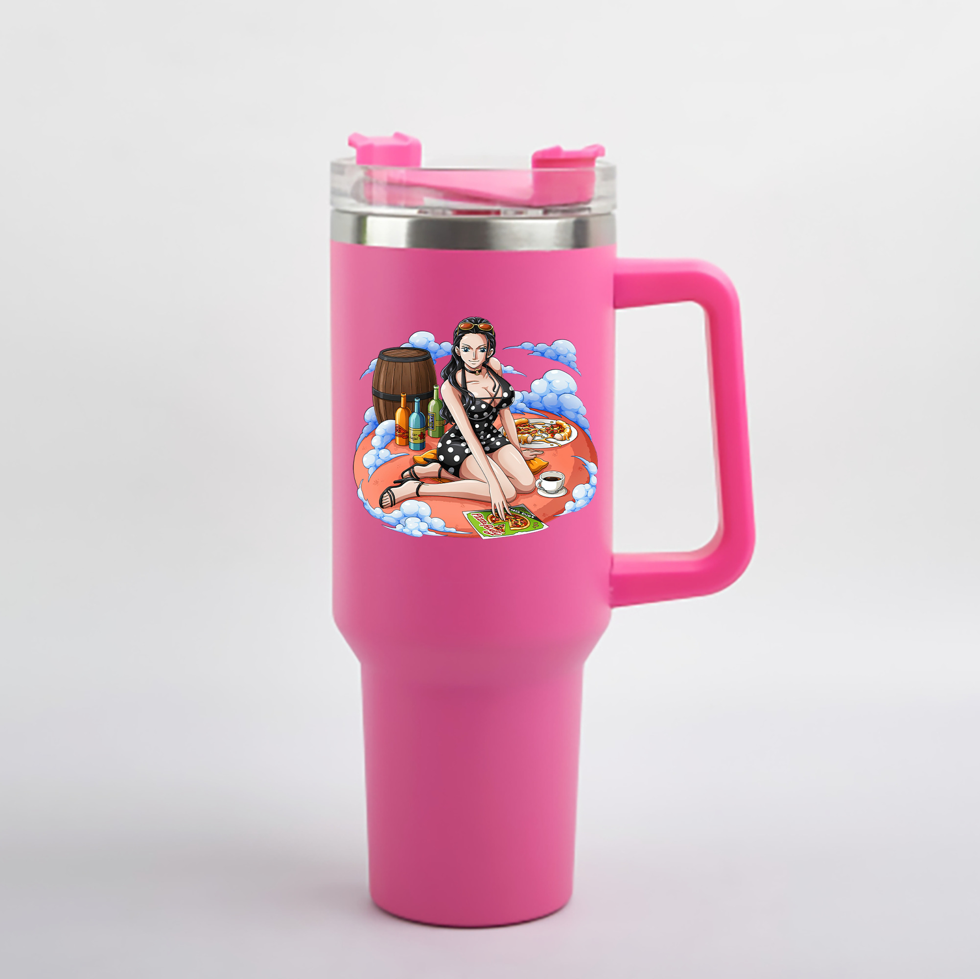 ワンピース ニコ・ロビン ONE PIECE Nico Robin 1200mL車用タンブラー - クリスタルステッカー（プラスチックストロー付き）